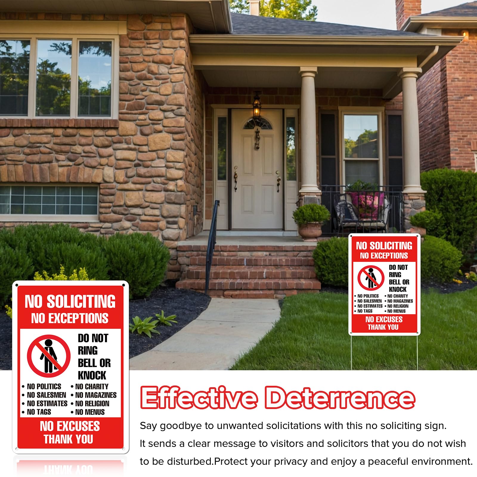 Kadezia sign mounted on door, wall, or gate for versatile placement.