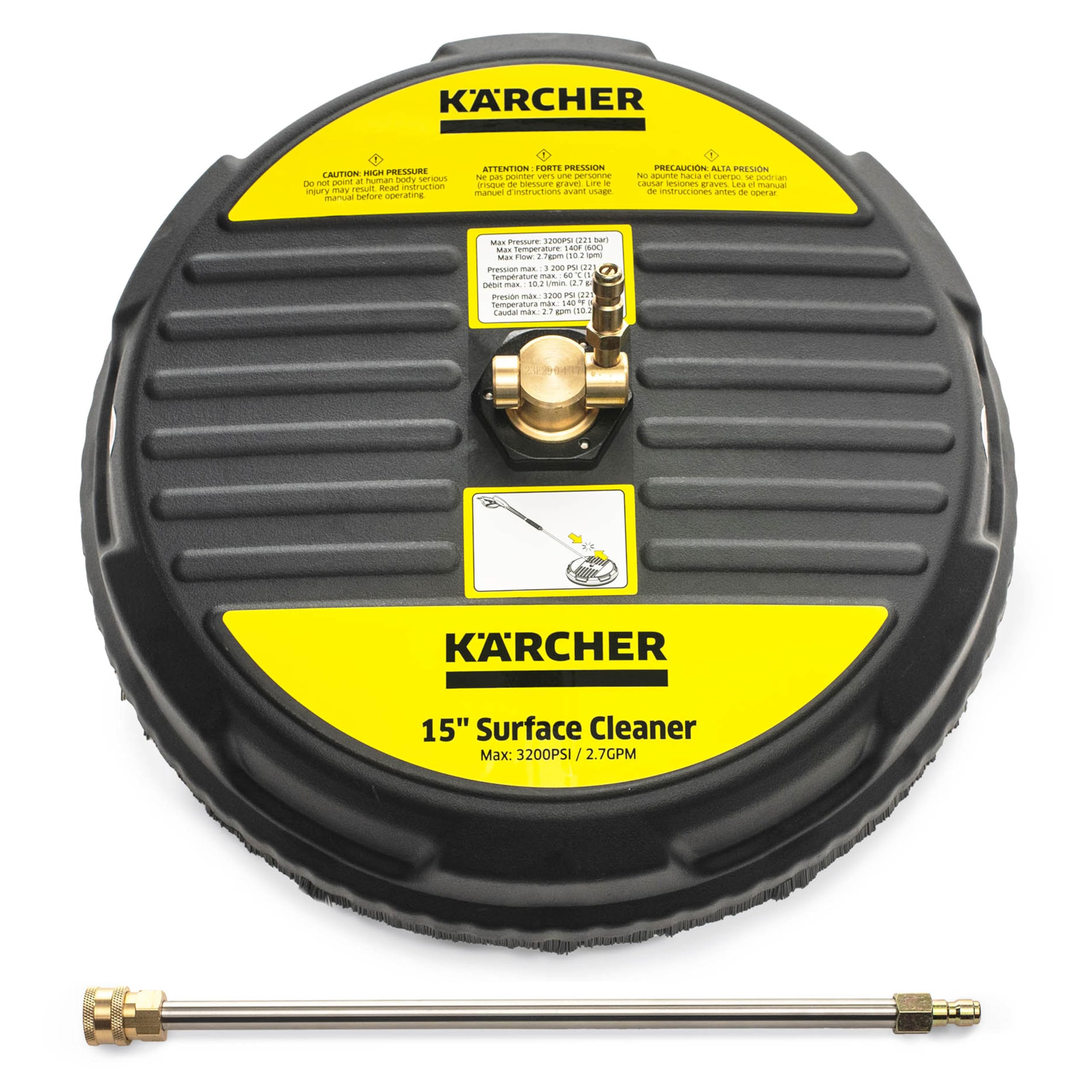 Kärcher 15-inch surface cleaner delivering even, streak-free driveway cleaning.
