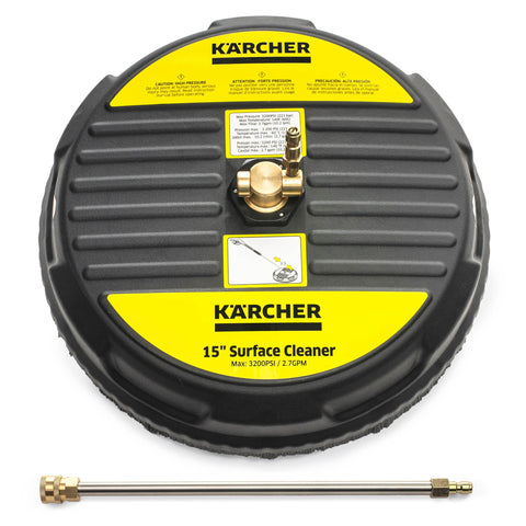 Kärcher 15-inch surface cleaner delivering even, streak-free driveway cleaning.