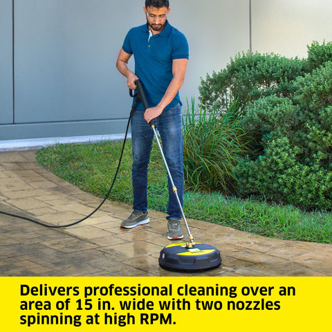 Kärcher driveways and patios cleaned with vertical-surface capability.