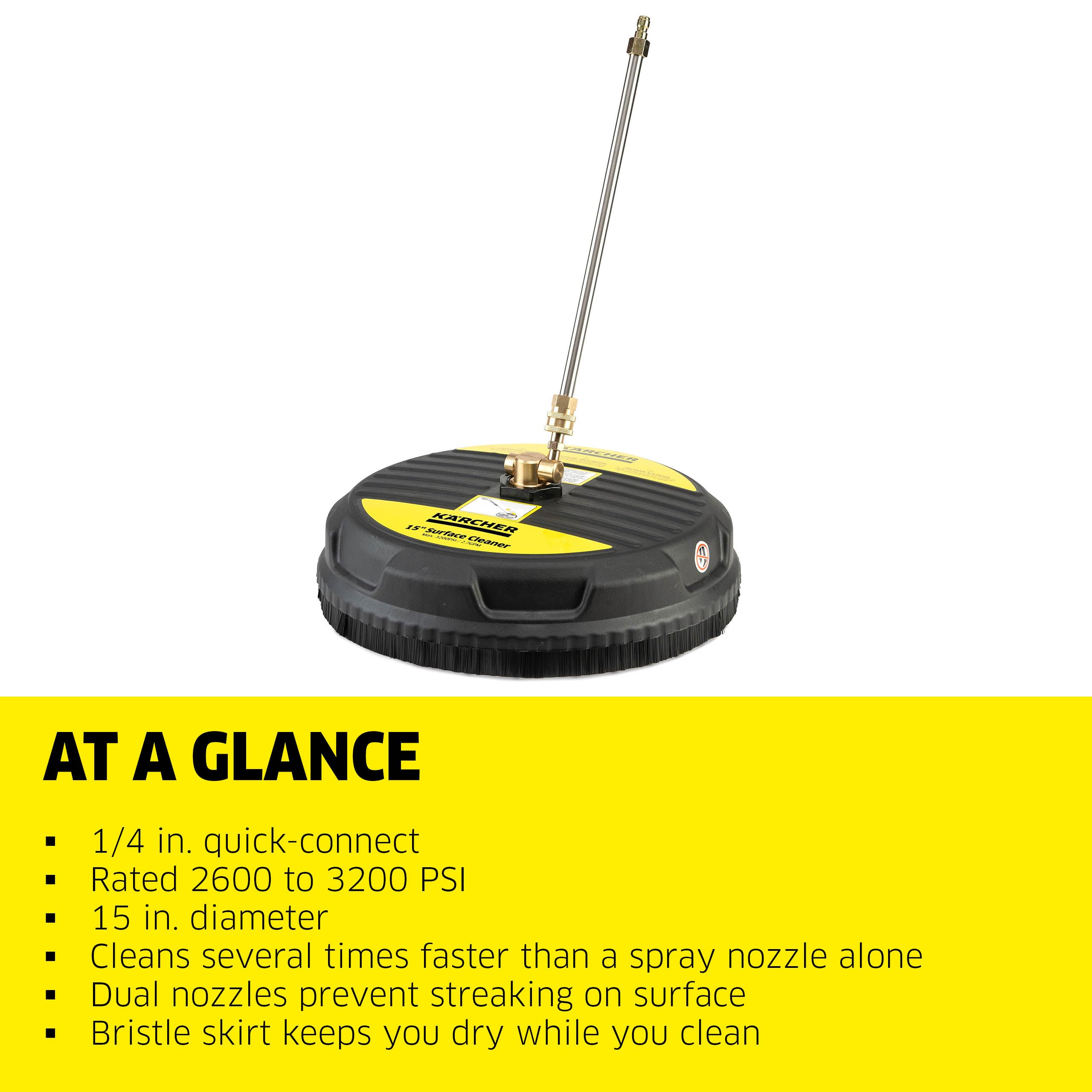 Kärcher surface cleaner quick-connect attachment fits most pressure washers.