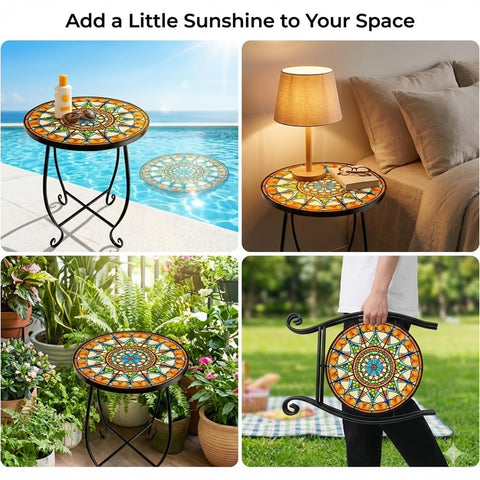 Kaesithar side table used as plant stand and small drinks surface