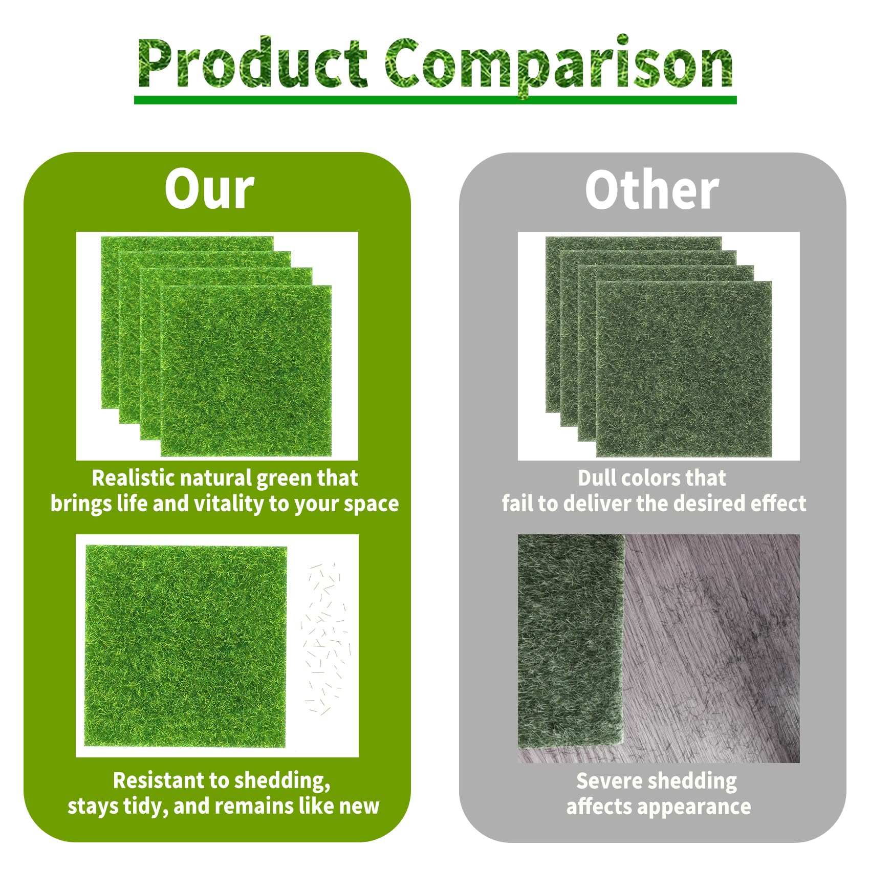 KAEZDD artificial grass squares with backing for stable placements.