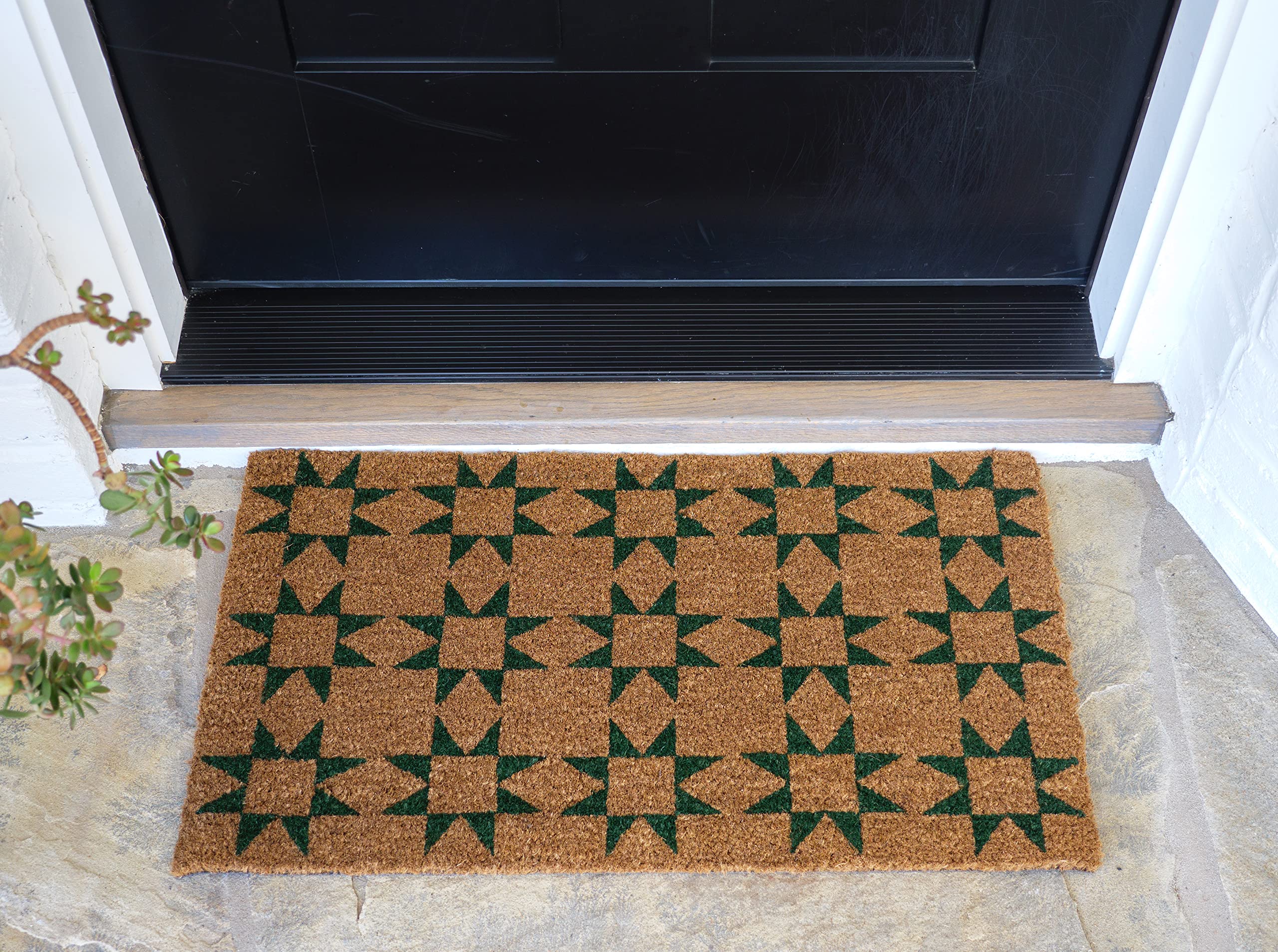 KAF Home coir doormat with non-slip PVC back, stays put outdoors.