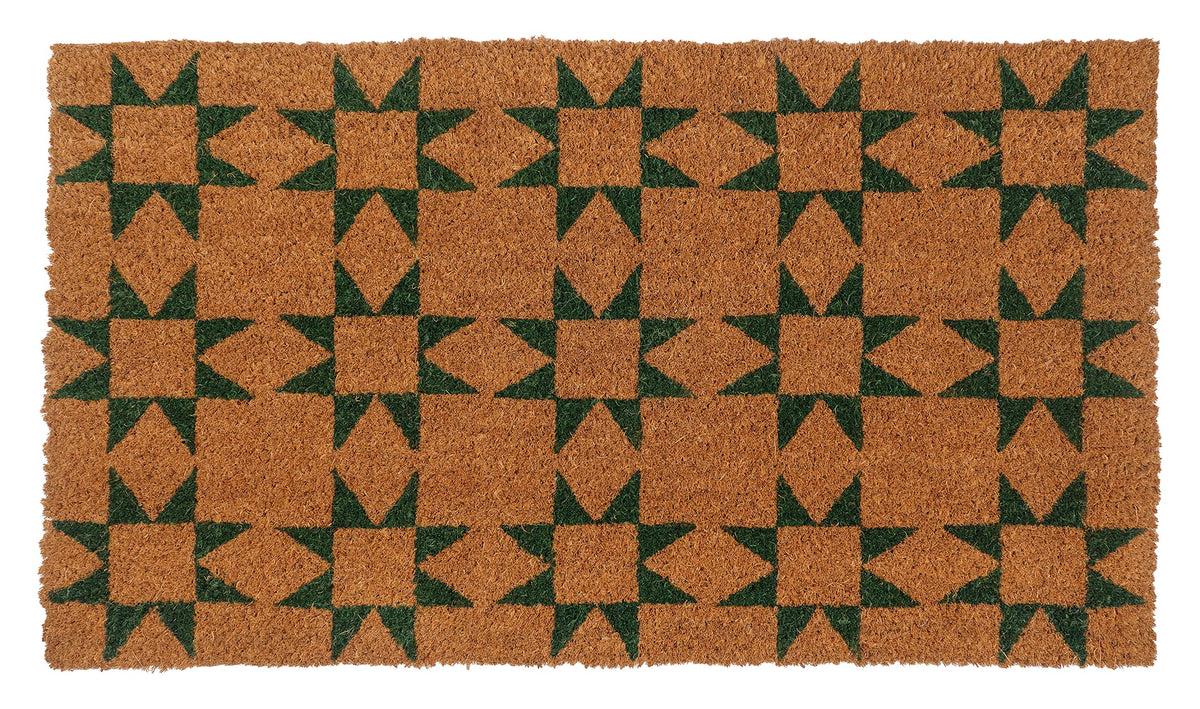 KAF Home green coir doormat, front view, traps dirt at entry.