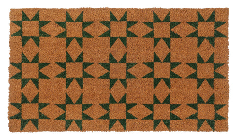 KAF Home green coir doormat, front view, traps dirt at entry.
