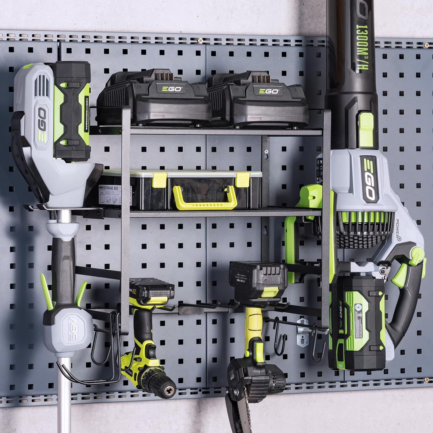 KAFAHOM leaf blower rack securely holds the blower for easy access