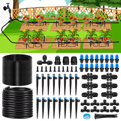 Kafuzi 230FT kit assembled for broad garden coverage with scalable irrigation.