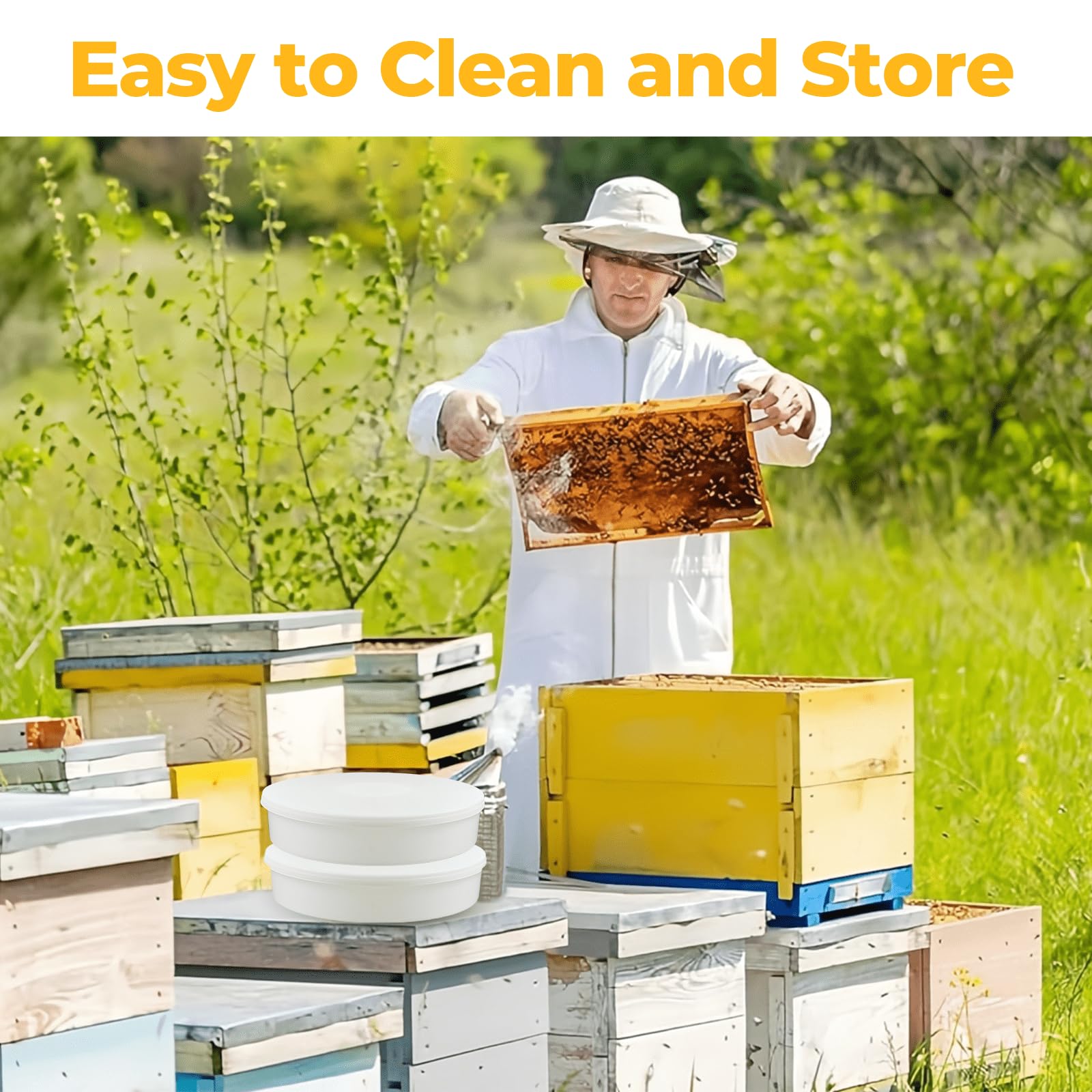 KAGZ Two-pack bee top feeders for convenient hive feeding across seasons.
