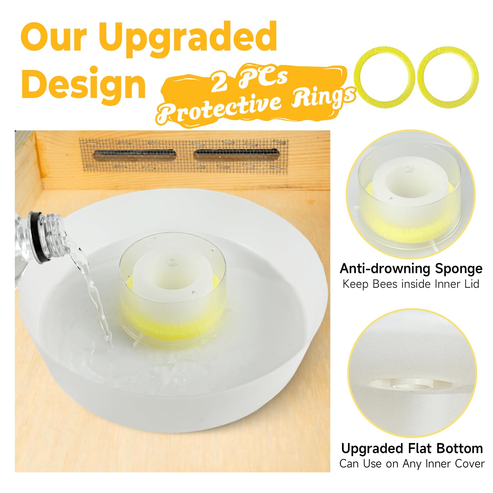 KAGZ Rapid Bee Top Feeder inner lid visible to reduce disturbance during feeding.