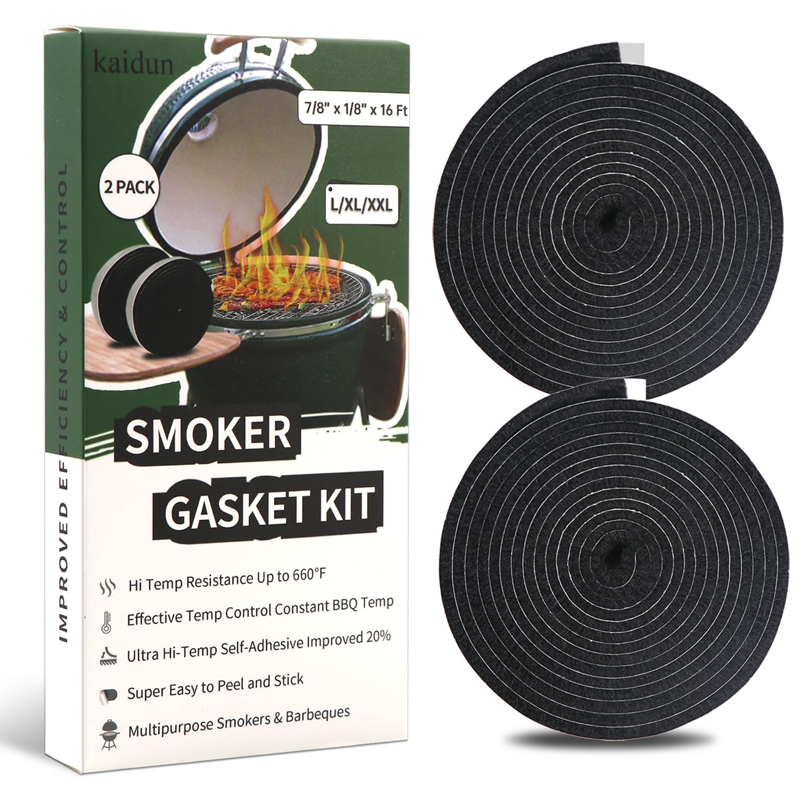 Kaidun Big Green Egg gasket base and lid seal improves heat control.