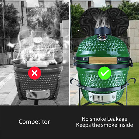 Kaidun gasket seals in smoke for better temperature control.