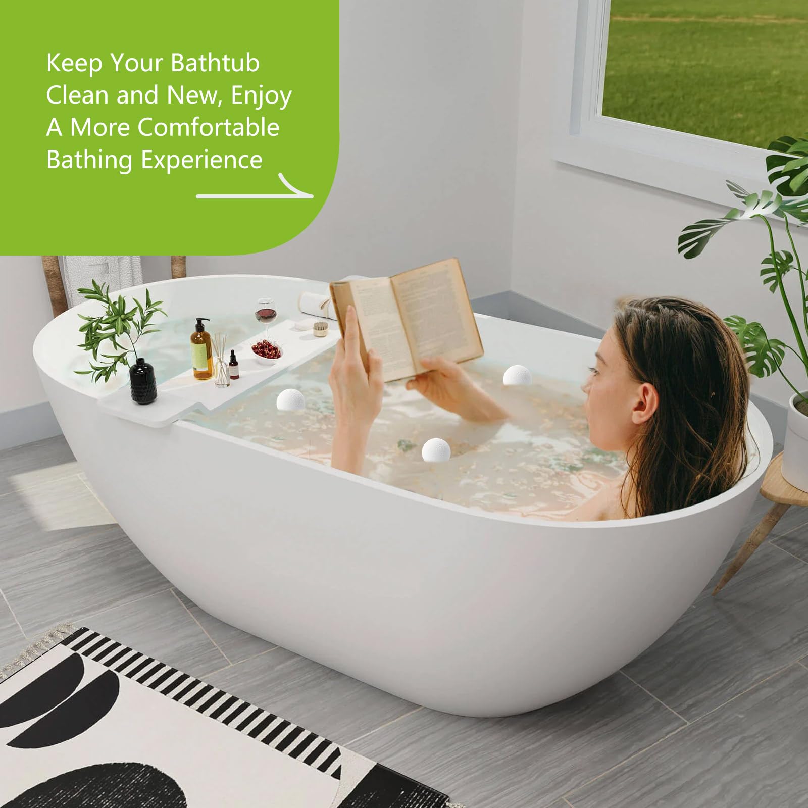 Kaifansun bath toy-style absorber ball in tub provides safe water play and cleaning.