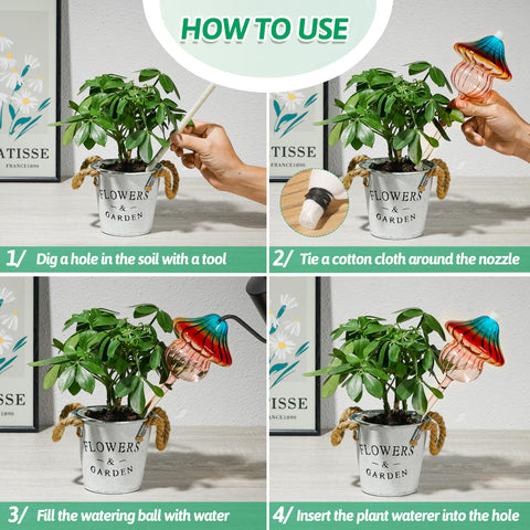 Kaimfdg durable glass self-watering kit includes cleaning tools