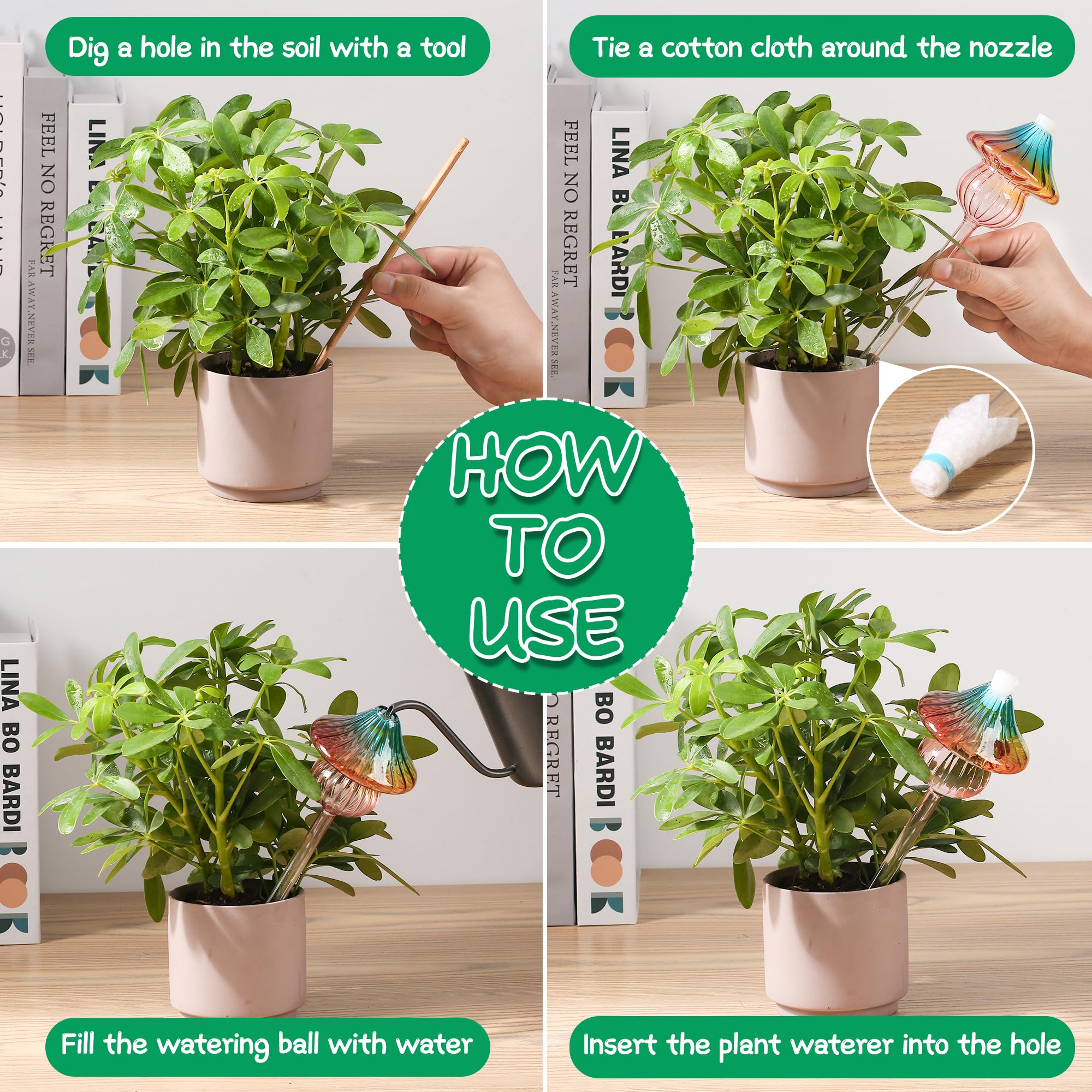 Kaimfdg hanging plant globe provides stylish irrigation for trailing plants.