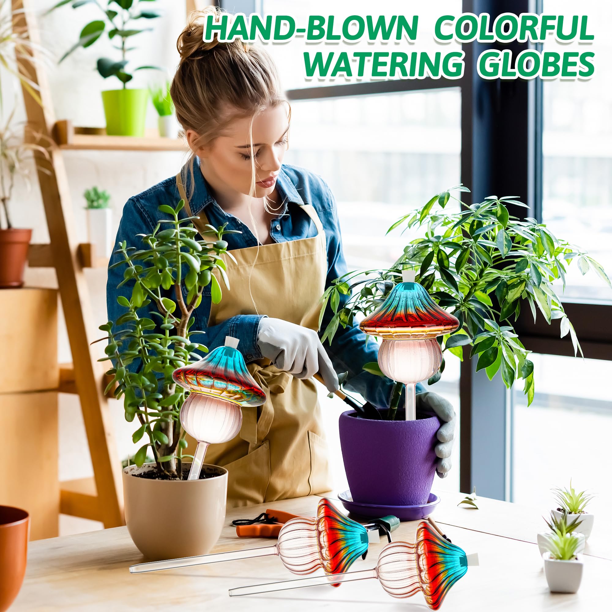 Kaimfdg large-capacity watering globes provide steady moisture when away