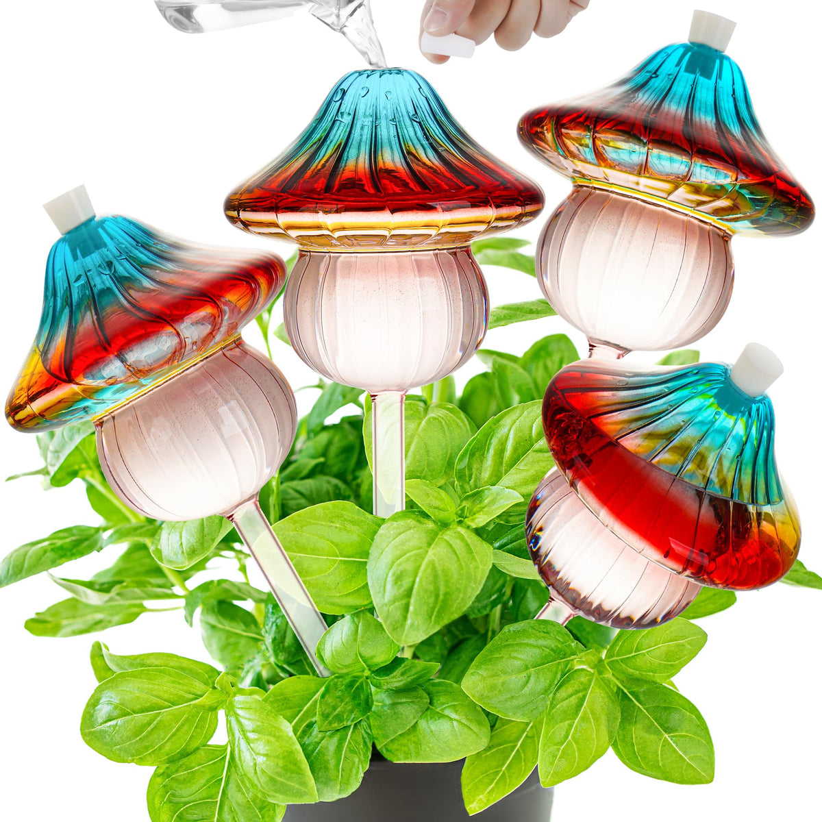 Kaimfdg mushroom gradient glass watering bulbs with 11oz capacity for travel care
