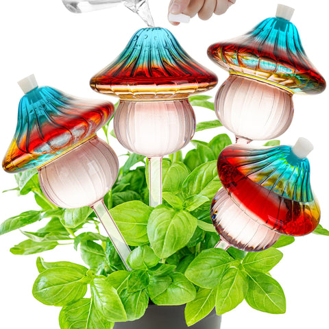 Kaimfdg mushroom gradient glass watering bulbs with 11oz capacity for travel care