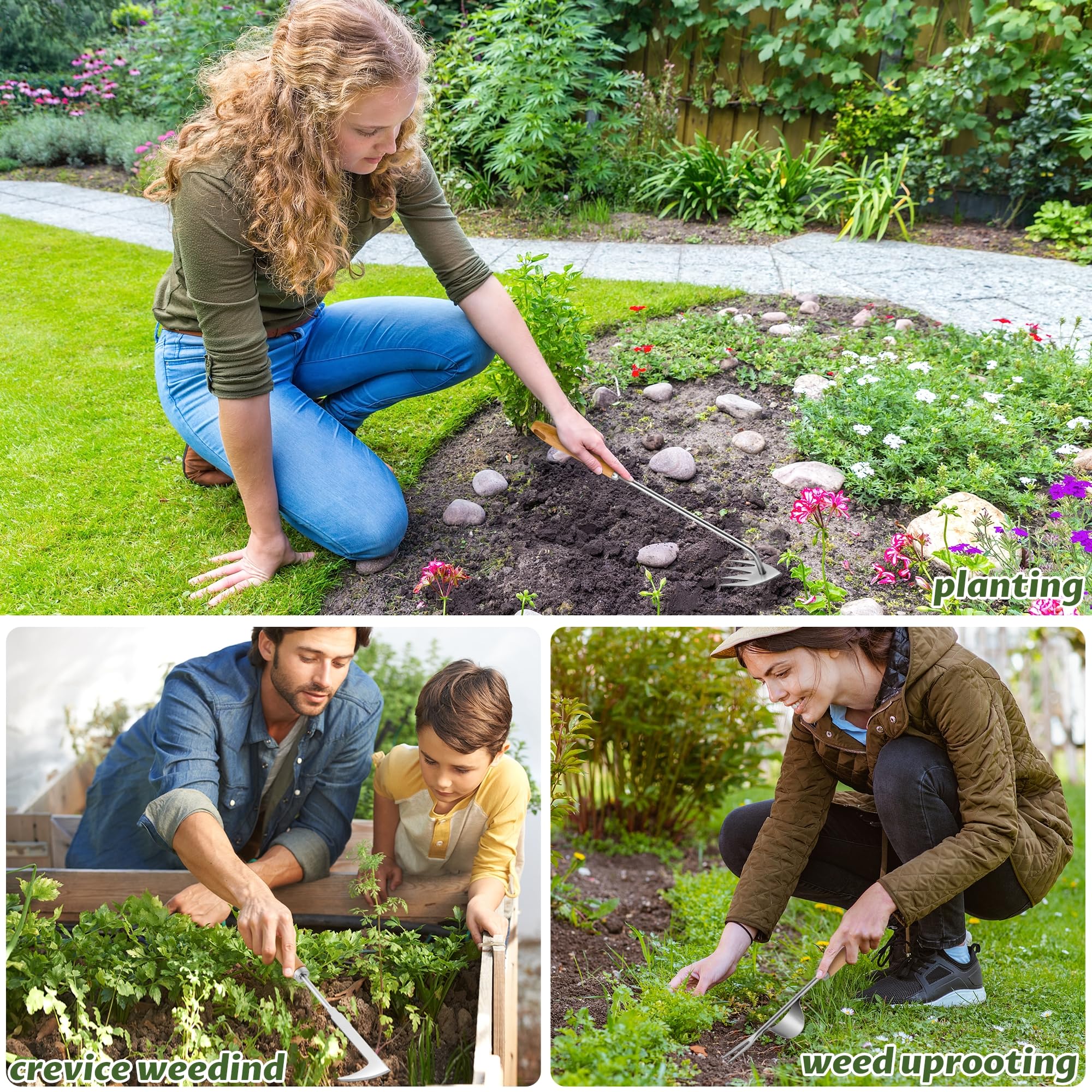 Kaimfdg versatile weed remover for digging, loosening soil, and transplanting.