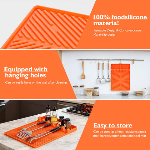 Kaisiking silicone mat features non-slip edges for safe grilling.