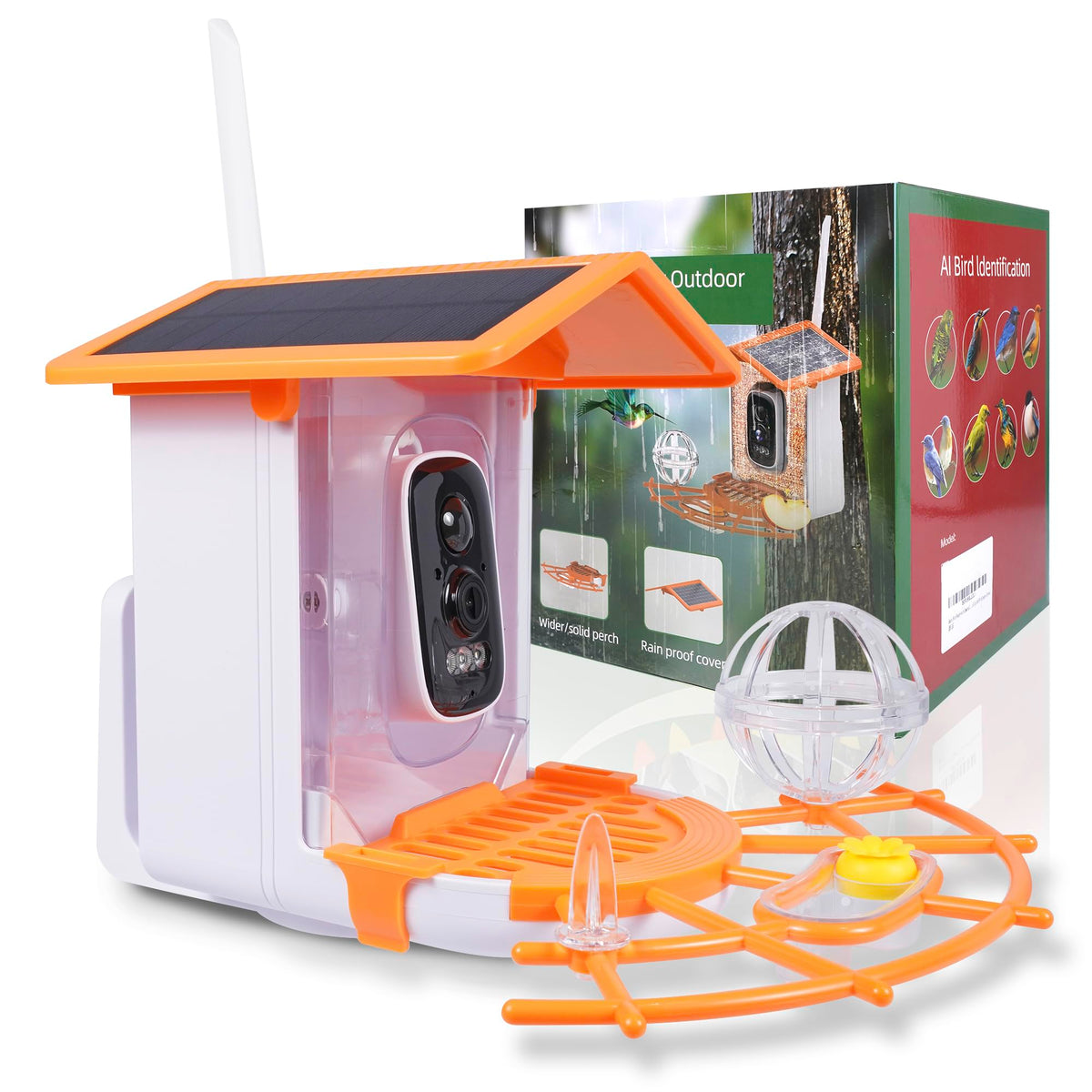 Kaixincz Bird Feeder with Camera front view captures clear bird footage for identification
