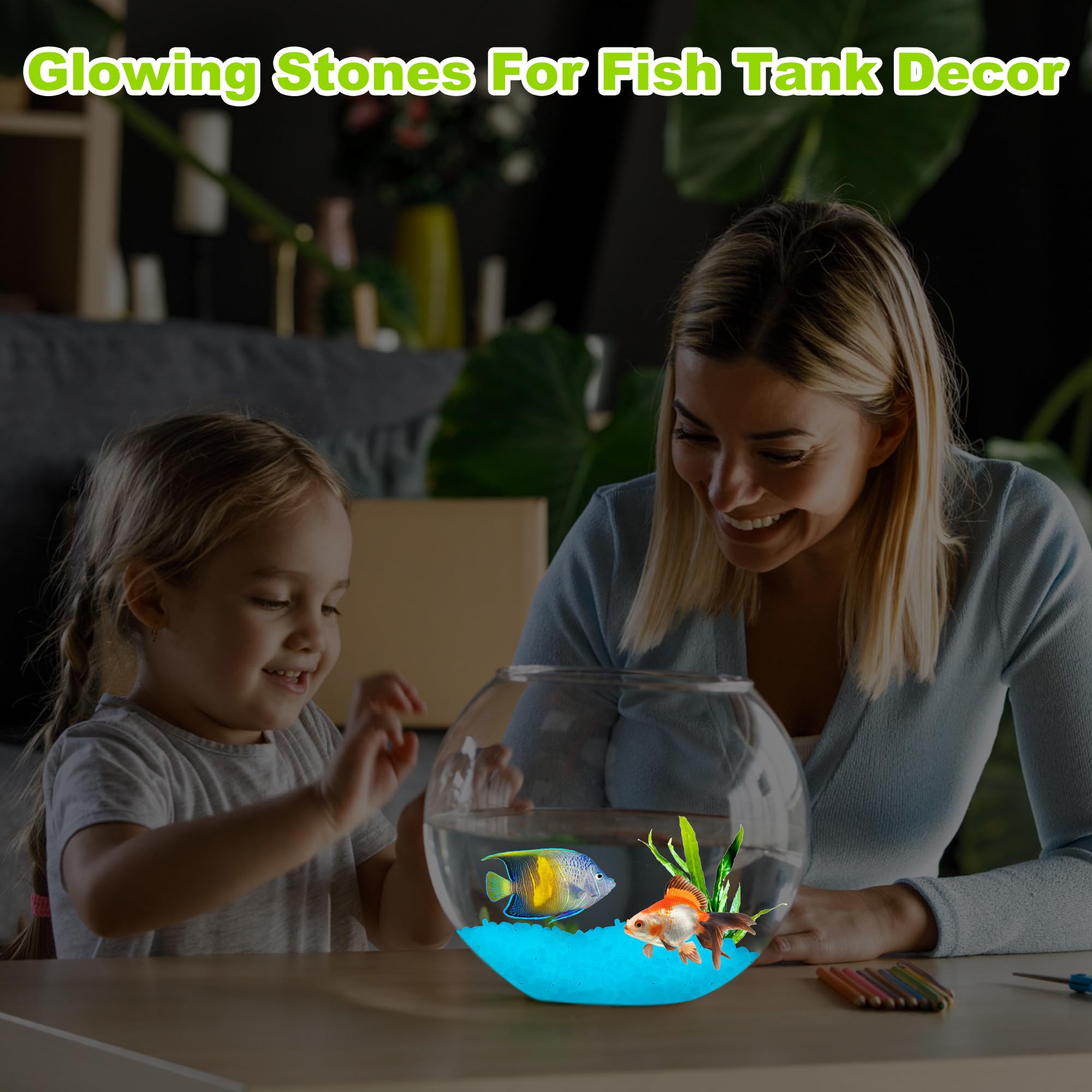 Kaiyuan Dynasty blue fish tank glow stones add subtle aquarium illumination.