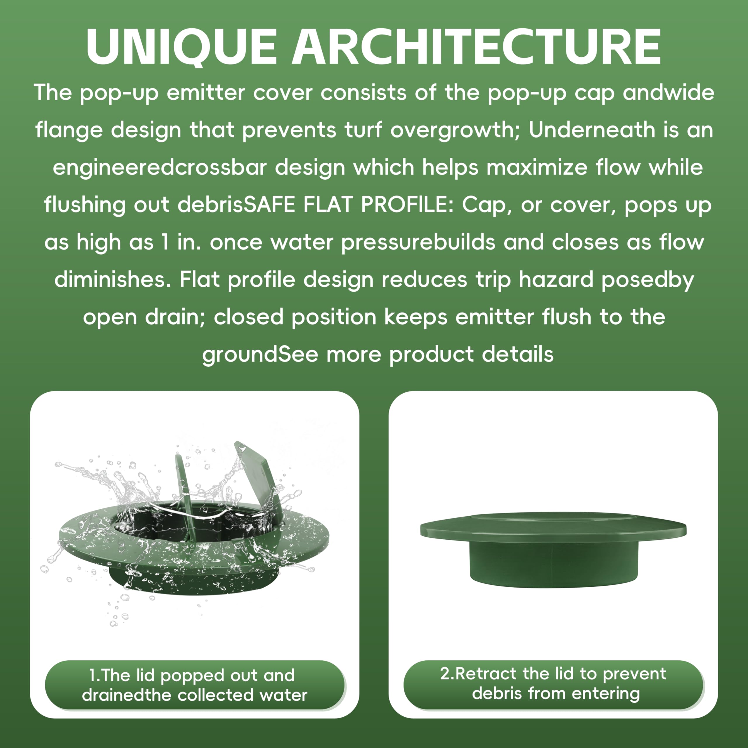 KAKAPEOPLE green cap installed on 4-inch fitting with visible low profile