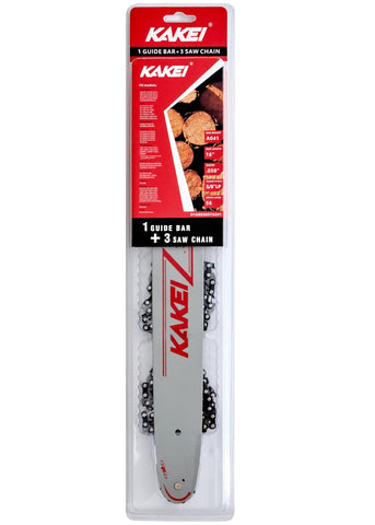 KAKEI 16-inch bar and chain triple-pack chains for quick swaps