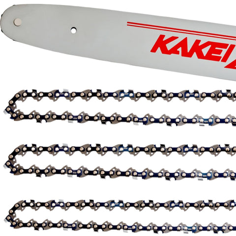 KAKEI 18-inch bar and chain combo for reliable wood cutting and durable cutters.