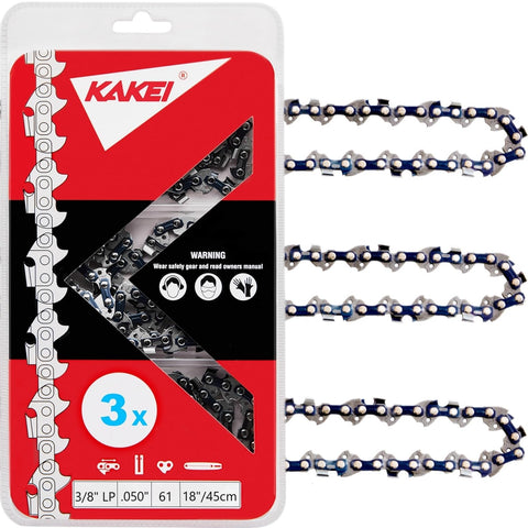 KAKEI 18-inch chain with 3/8 LP pitch for smooth cuts on Stihl MS211