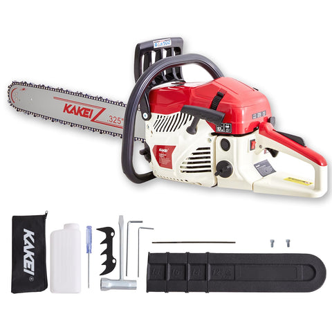 KAKEI 62CC engine close-up showing power for hardwood cuts and steady performance