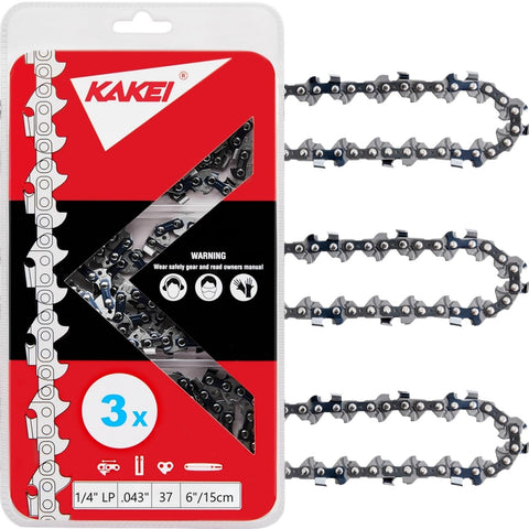 KAKEI 6-inch chainsaw chain with 1/4-inch pitch and .043 gauge for smooth cuts.