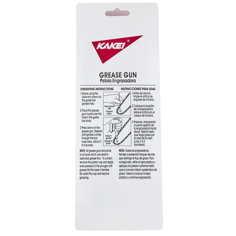 KAKEI grease gun nozzle demonstrates precise sprocket nose lubrication.