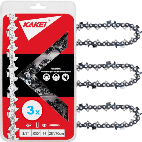 KAKEI skiptooth 28-inch chain with 3/8-pitch and 91 links for efficient cutting