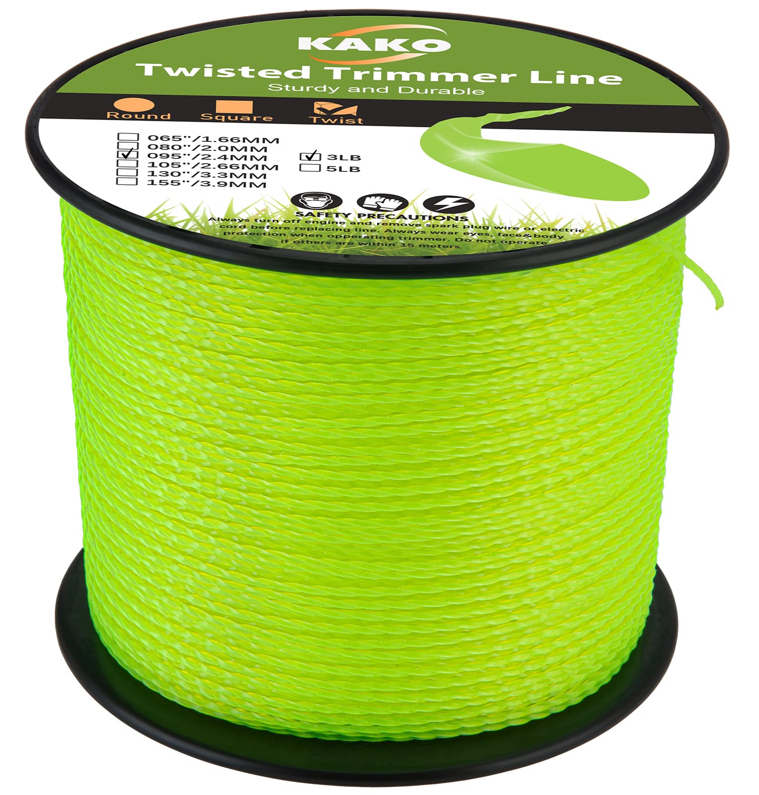 KAKO 095 heavy-duty trimmer line roll for versatile lawn care and weed trimming.