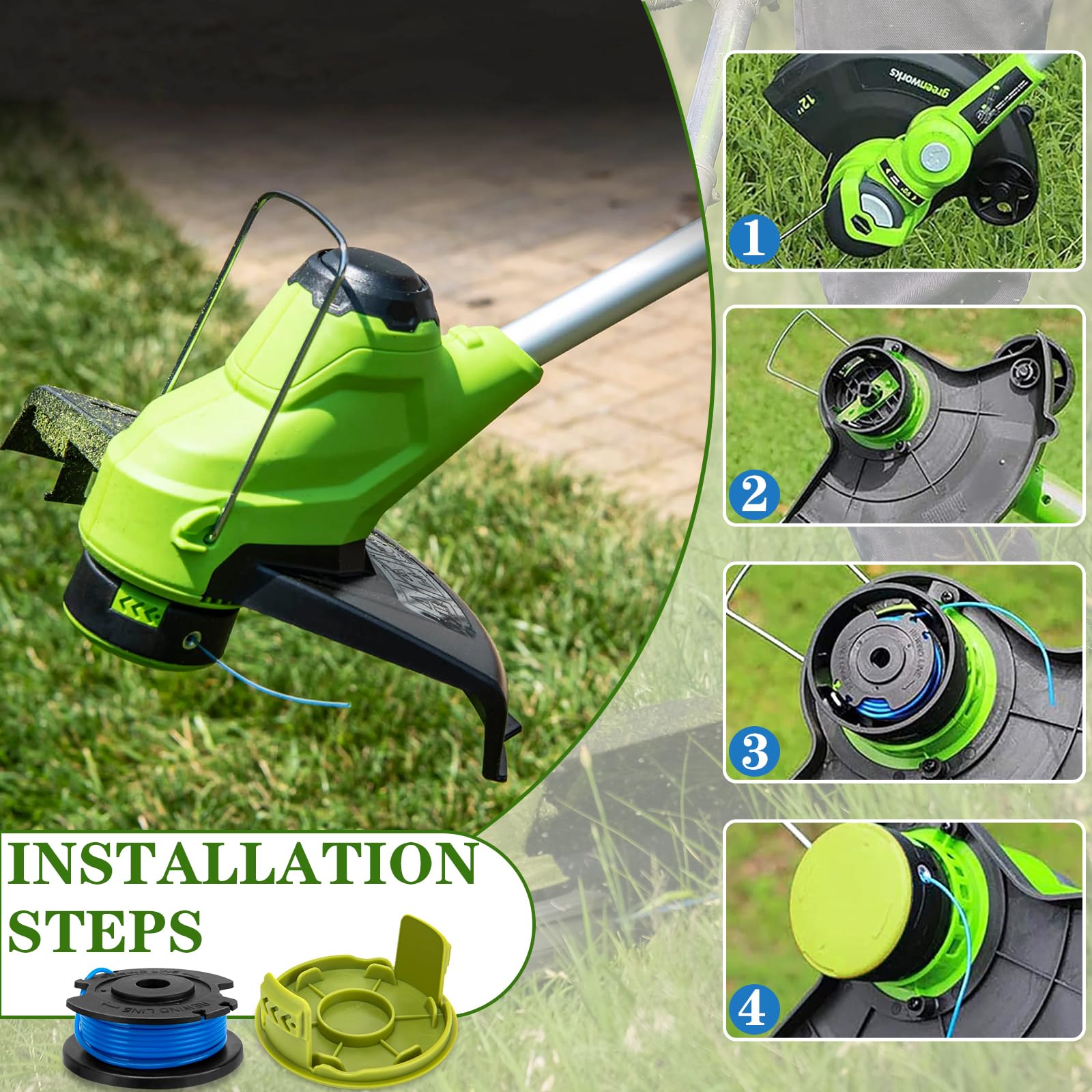 KAKO Greenworks spool uses durable nylon string for reliable performance