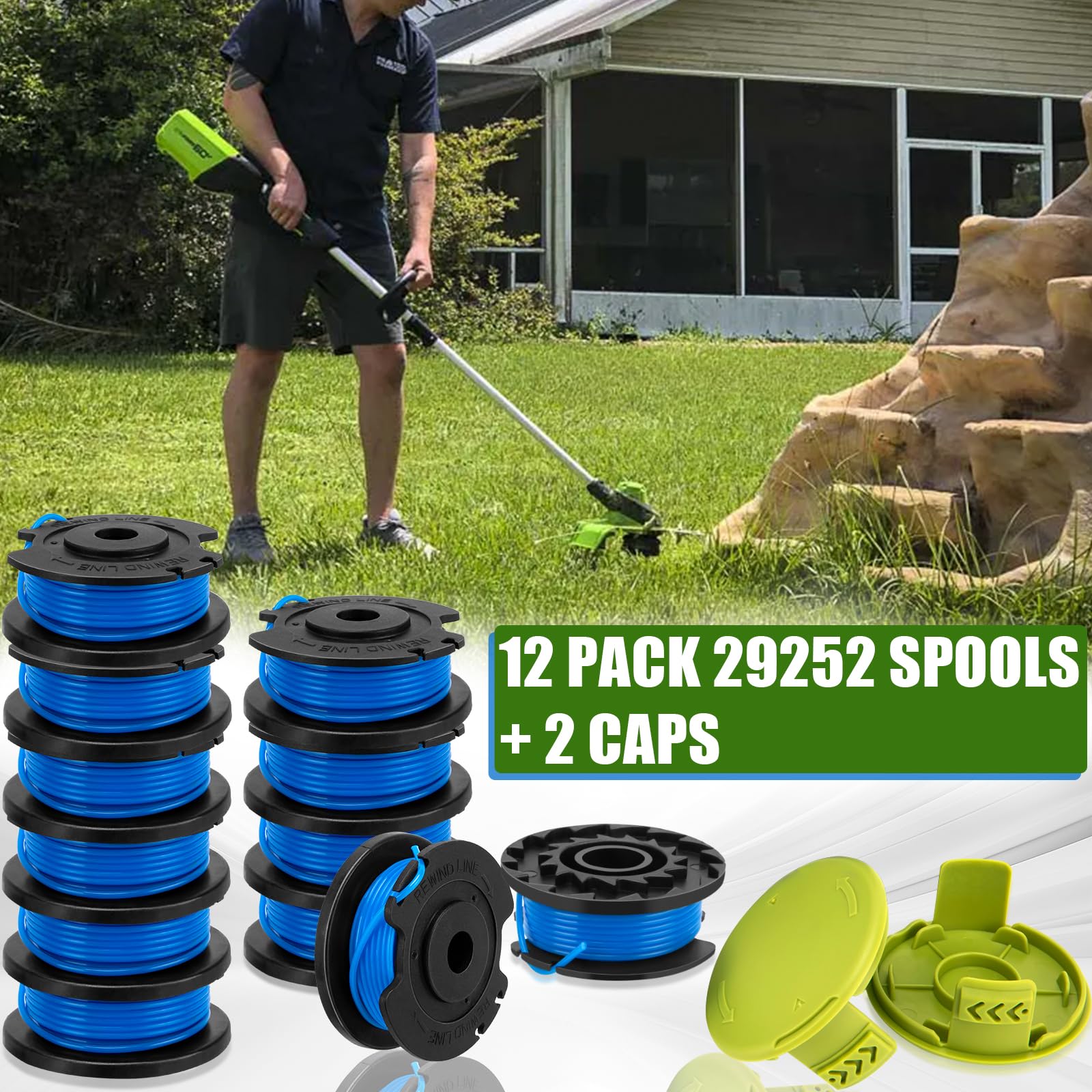 KAKO Greenworks ten-spool pack with two caps for versatile refills