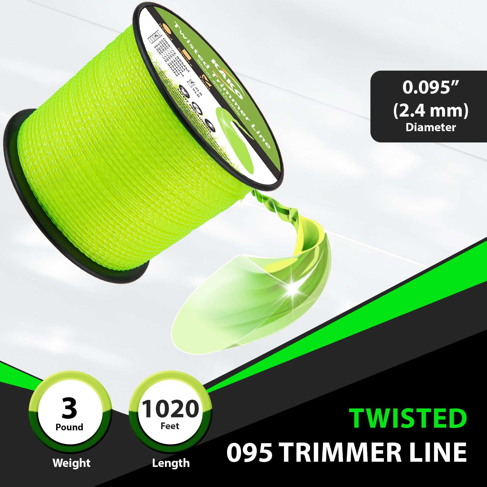 KAKO twisted trimmer line with cutting-edge edge for efficient cuts.