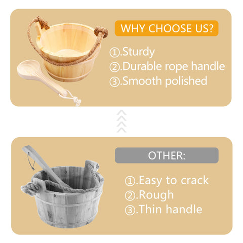 KAKUNM wooden sauna ladle with ergonomic grip for even pours.