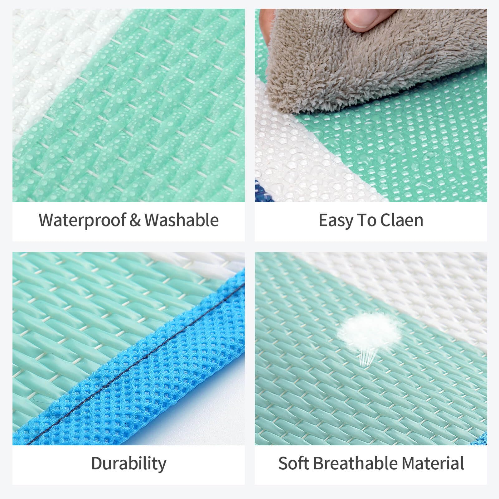 Kalafun foldable outdoor rug stores flat for easy travel and storage.