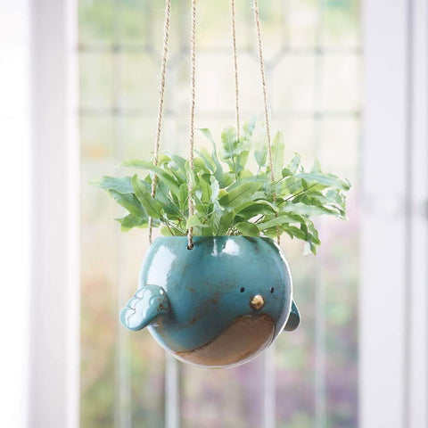 KALALOU Bluebird planter close-up with vibrant glaze.