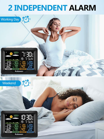 Kalawen alarm settings screen enabling dual alarms