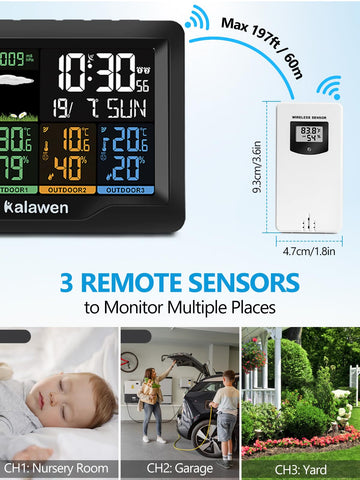 Kalawen indoor/outdoor thermometer displays real-time environmental data