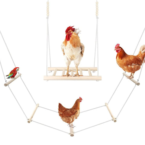 Kalekey chicken swing set soft rope ladder for adult chickens.