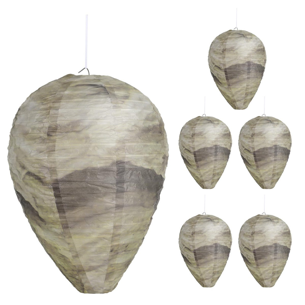 KALKAL fake wasp nest 6-pack shown outdoors as a natural-looking pest deterrent
