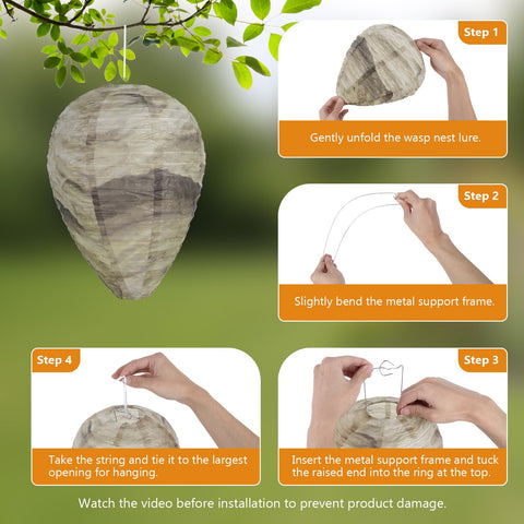 KALKAL fake wasp nest hanging from eaves for easy outdoor setup