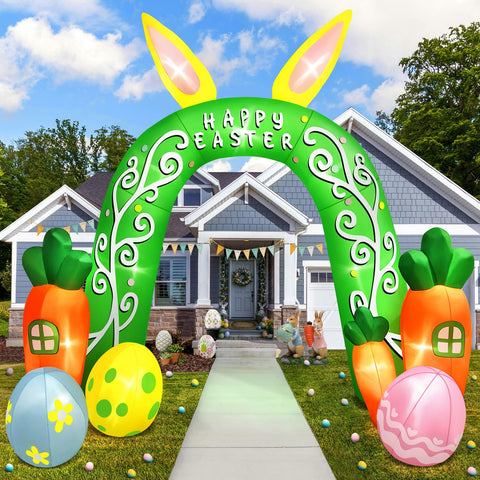 Kalolary 12ft Easter arch inflatable enhances outdoor curb appeal for Easter celebrations