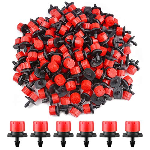 Kalolary 200Pcs adjustable irrigation drippers with 360° coverage for even garden watering