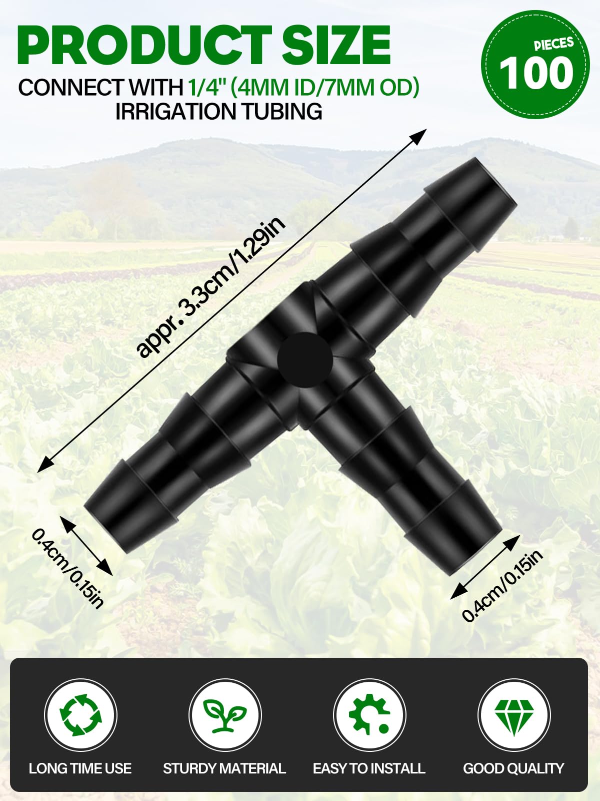 Kalolary barbed tee fittings closeup highlighting easy install and secure tube grip.