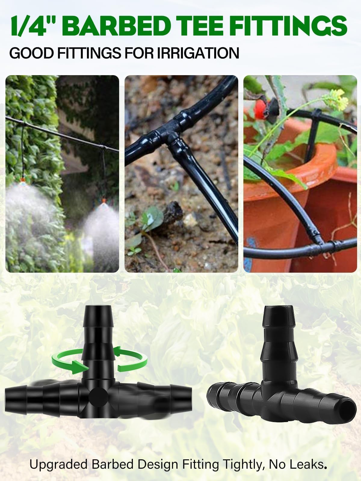 Kalolary drip irrigation tee assembly demonstrates quick, tool-free connections for garden projects.